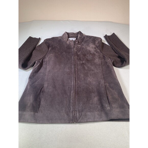 Pendleton Full Zip Suede Leather Merino Wool Jacket Womens L Brown Vintage - Picture 3 of 11